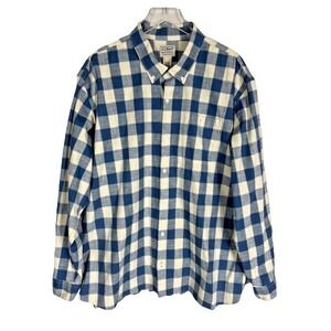 L.L. Bean Men's Shirrt Blue‎ Plaid Traditional Fit Dress Shirt Size XXL